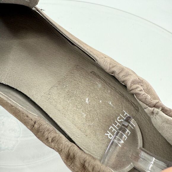 Eileen Fisher Sim Tumbled Nubuck Rye Taupe Suede Square Toe Loafer Flats Sz 8.5 - Picture 15 of 16